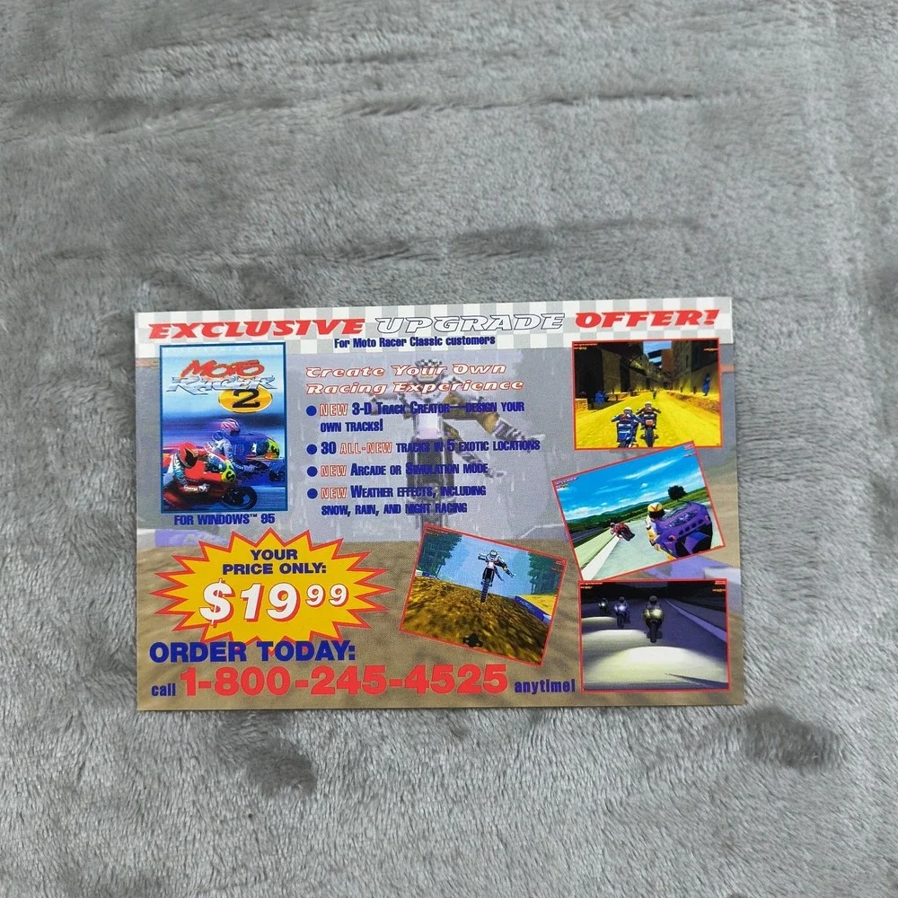 Vintage Moto Racer Video Game Box Set 1997 CD ROM Classics PC Windows 95 Rare